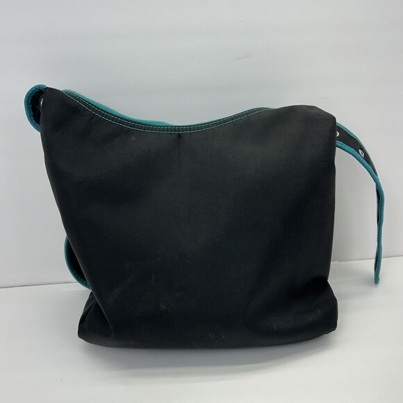 Hadaki Crossbody Purse Handbag Millipede Tote Black Teal Zipper - Picture 4 of 16